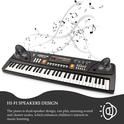 XTeduToys Keyboard Piano for Kids, 61 Keys Multifunction Electric Piano Keyboard Educational Instrument Toy for 3 4 5 6 7 8 9 10 11 12 Years Old Boys and Girls with Microphone (Black)