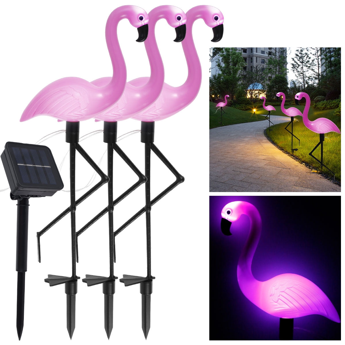 FUYGRCJ Solar Flamingo Light IP55 Waterproof LED Flamingo Stake Light Auto On/Off Pink Flamingo Garden Floor Lamp Decorative Landscape Ground Lamp