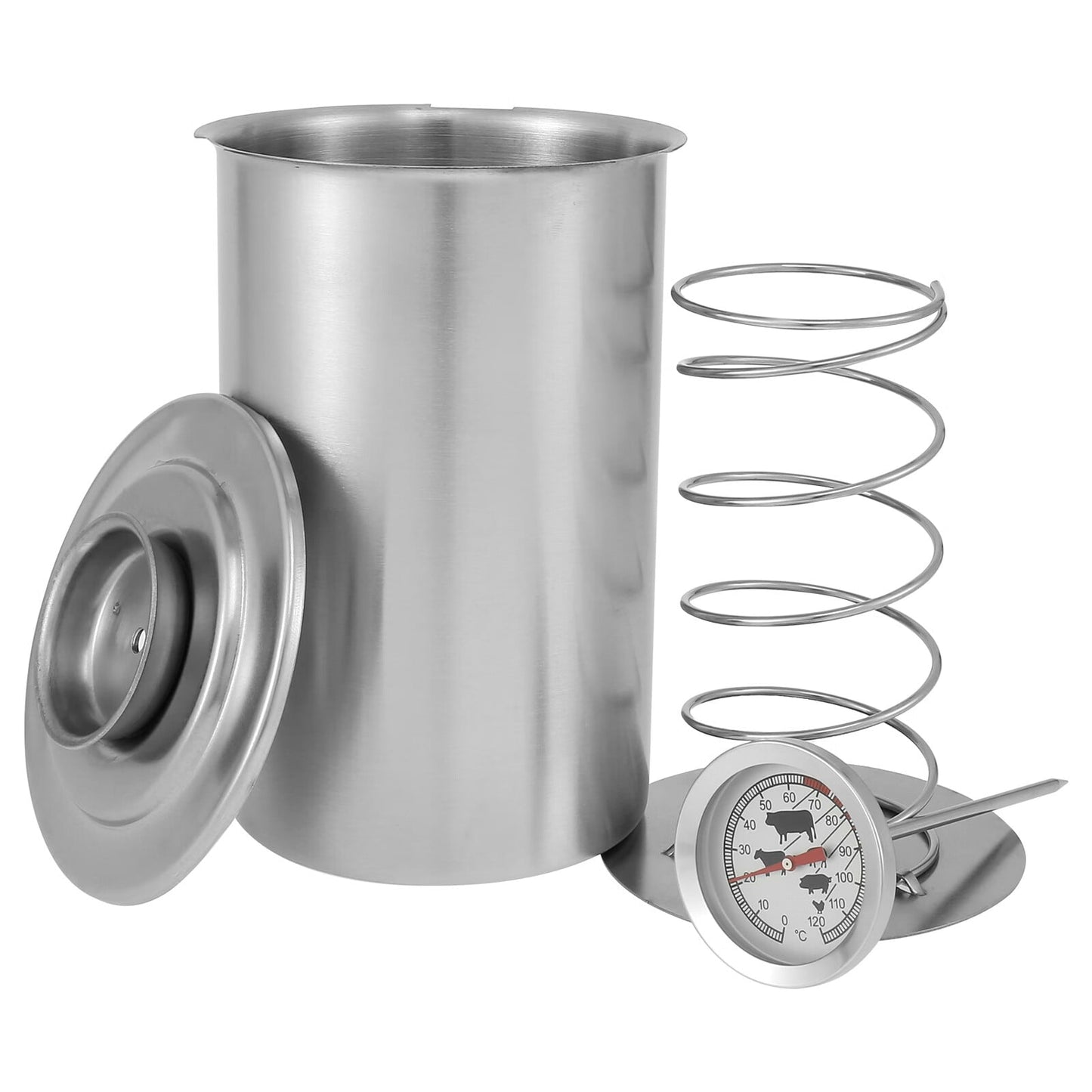 Pcapzz Ham Maker Stainless Steel Meat Press Cooker Large Capacity Ham Press Maker Round Shape Deli Meat Press Mold for Healthy Homemade Ham with Thermometer for Meat Pork Poultry