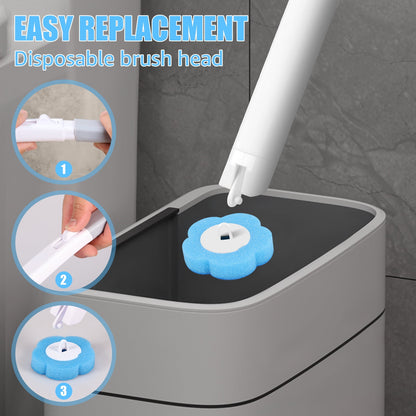Tysrjsv Toilet Cleaning Kit ToiletWand with 24pcs Toilet Refills Extended Handle Disposable Toilet Brush Replacement Head Wall Mounted Toilet Bowl Cleaner 360° Deep Cleaning Hygienic for Bathroom