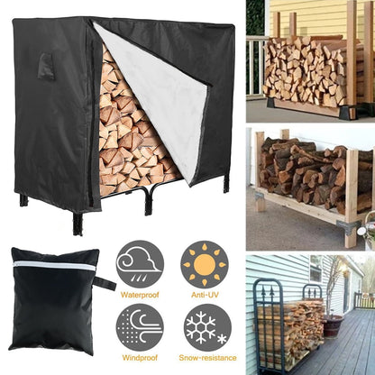 Tcwhniev Firewood Rack Cover,4ft Waterproof Log Rack Cover,Heavy Duty 210D Oxford Cloth Wood Fireplace Logs Holder,All Weather Protection,Wood Storage Covers For Indoor and Outdoor