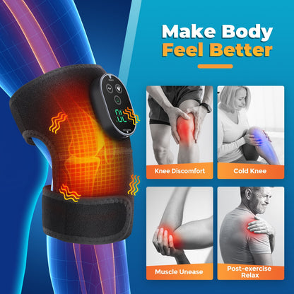 Cordless Knee Massager with Heat, Vibration Knee Brace Wrap for Arthritis Gifts for Father Dad Men