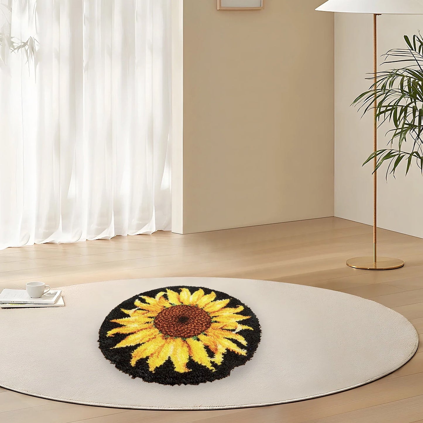 Wekvgz Latch Hook Rug Kit Sunflower Pattern Crochet Latch Hook Rug Kit DIY Hook Carpet Crochet Kits Easy to Use Rug Crochet Yarn Kits Embroidery Rug Kit for Decoration Floor Mats Pet Rugs 50×50cm