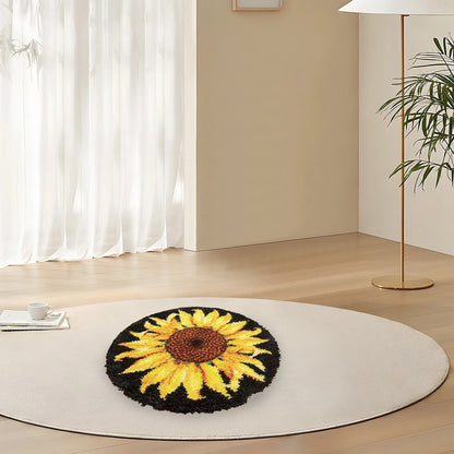 Wekvgz Latch Hook Rug Kit Sunflower Pattern Crochet Latch Hook Rug Kit DIY Hook Carpet Crochet Kits Easy to Use Rug Crochet Yarn Kits Embroidery Rug Kit for Decoration Floor Mats Pet Rugs 50×50cm