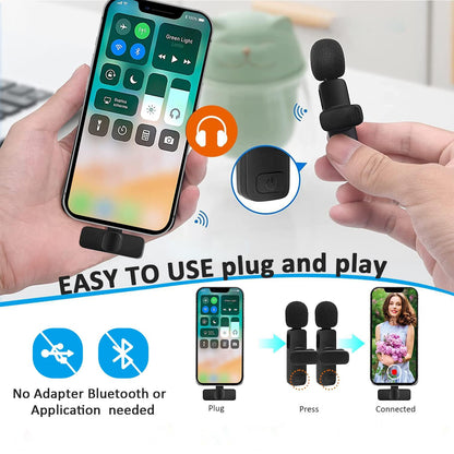 Wireless Lavalier Microphone for iPhone iPad, Broadcast Lapel Short Video Recording