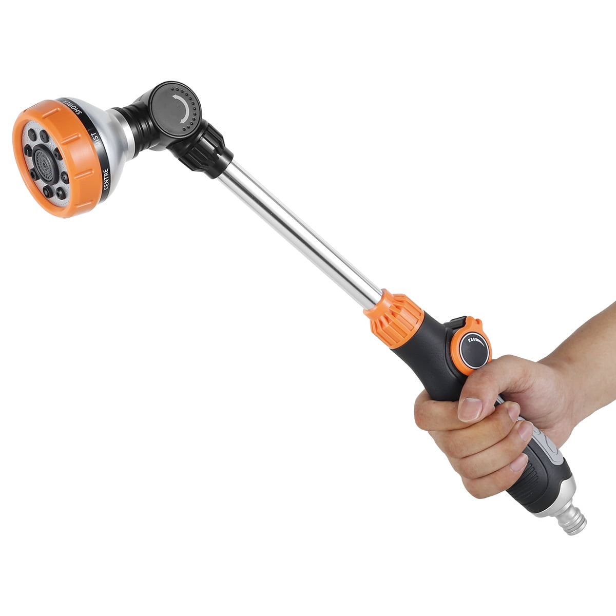 Wekvgz Garden Hose Wand 18 inches, Watering Sprayer Wand with 8 Watering Patterns, 180° Adjustable Swivel Head, 100% Heavy Duty Metal Hose Nozzle, Thumb Control On Off Valve