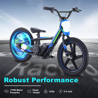 TUIBOKA Lightweight Electric Dirt Bike for Kids,170W Racing Grade Electric Motorcycle, Detachable Battery, 12Inch Off Road Tires, Red