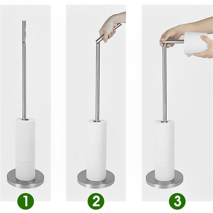 Toilet Paper Holder Freestanding Stainless Steel Foldable,Dispenser for Store Spare Toilet Paper for Bathroom, Washroom,Silver
