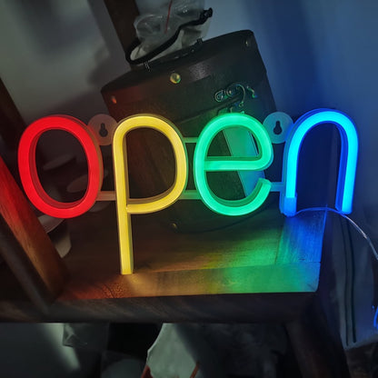 Kyoffiie Open Neon Sign LED Neon Signs Night Light Ultra Bright Colorful Lighted Sign O Business Neon Light Sign Decorative Illuminated Letter Lights for Window Bar Pub Hotel Coffee Shop