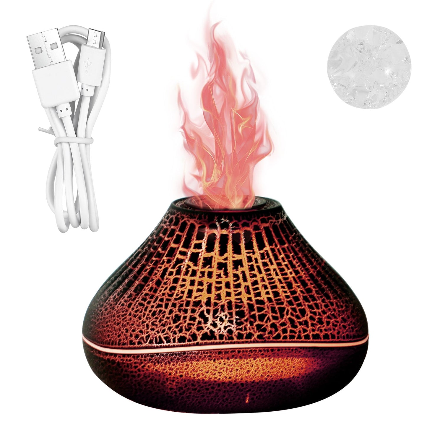 Toorise Aromatherapy Machine Volcano Diffuser Simulated Flame Seven Color Crack Flame Essential Oil Diffusers 160ml Capacity Flame Aroma Diffuser Quiet Aromatherapy Diffuser Waterless Auto Off