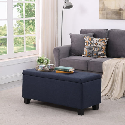 3 in 1 Combination Ottoman, Large Storage Ottoman Bench Set, Tufted Ottoman Linen Bench, Lift Top Storage Ottoman Footrest Stool, Coffee Table for Living Room Entryway Hallway Bedroom, Dark Blue