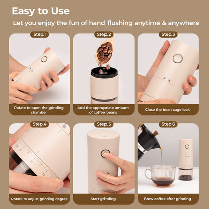 JUUTREN Portable Electric Coffee Grinder for Beans, Espresso Grinder with 38 Grind Settings, Cordless Burr Coffee Grinder for Home Use, Coffee Maker