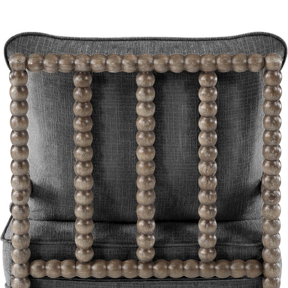 Oversized Accent Chair, Natural Solid Wood Spindle Accent Chair with High Resilience Spring Cushion and Armrest Pads Leisure Armchair for Living Room, Bedroom, 26.5" x 30.75" x 35.5", Black