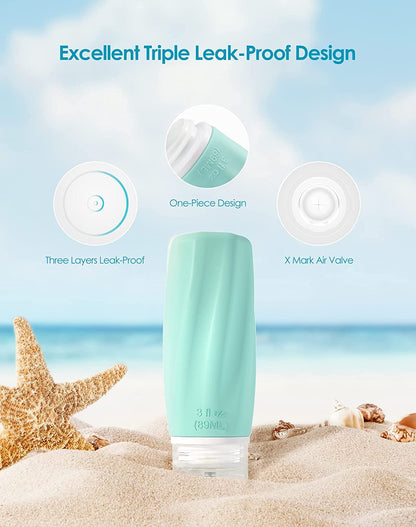 Morfone Travel Bottles for Toiletries, 3oz Tsa Approved Travel Size Containers Leak Proof BPA Free Squeezable Travel Accessories Refillable for Shampoo Conditioner Lotion Liquids