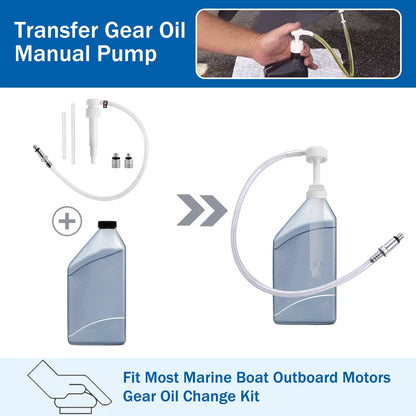 FUYGRCJ Lower Unit Gear Oil Pump for Standard Quart Bottles Marine Boat Engine Motor Refill Lube Tool with 3 Adapters 8cc Per Stroke Manual Pump Quick Refill Marine Lower Unit Gear Lube Pump