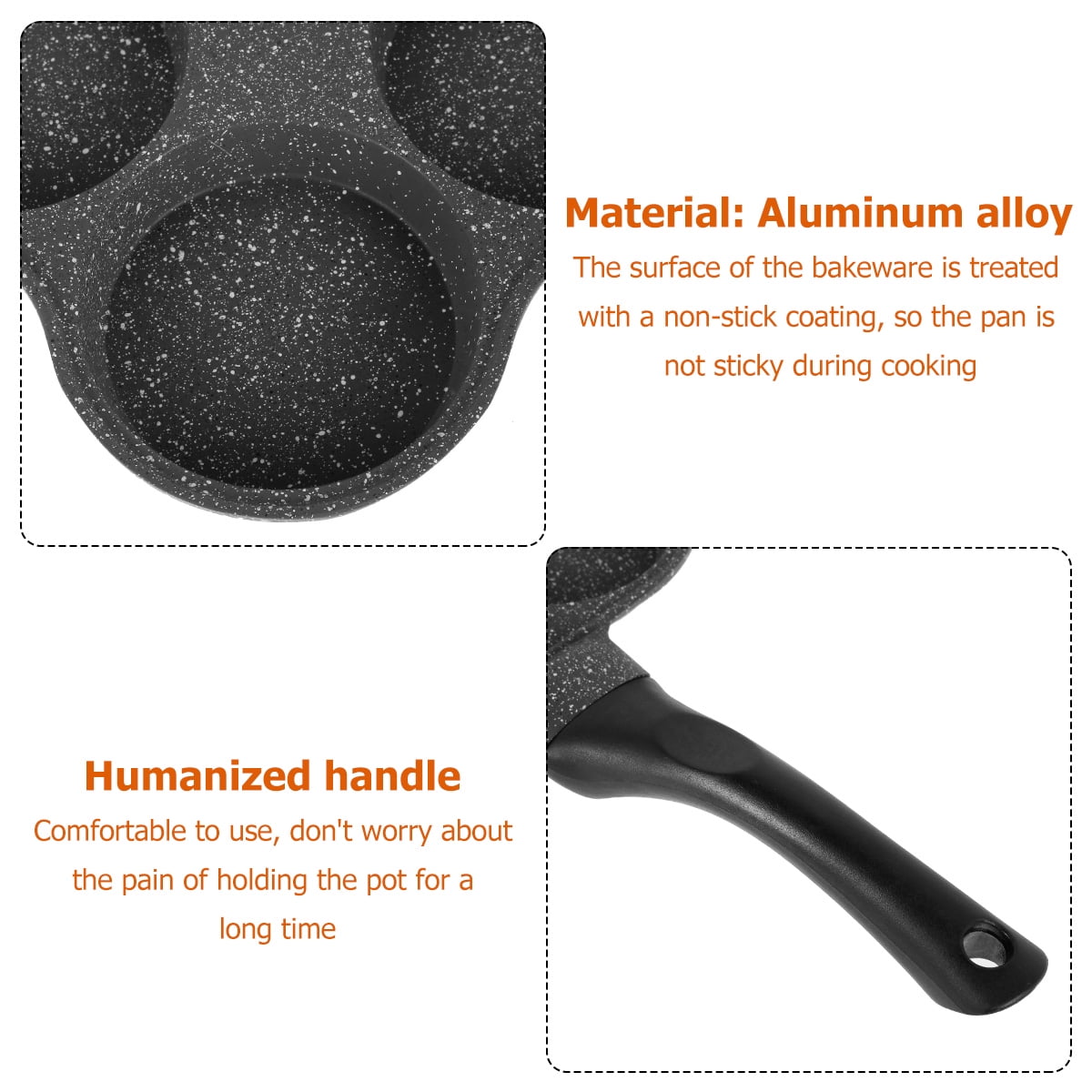 Hvxrjkn Pancake Pan Non-Stick Fried Egg Pan 4 Holes Frying Pan Pancakes Maker with Handle Crepe Pan for Breakfast Eggs Kitchen Utensils Burger Eye Pan for Gas Stove Electric Ceramic Cooker (Black)