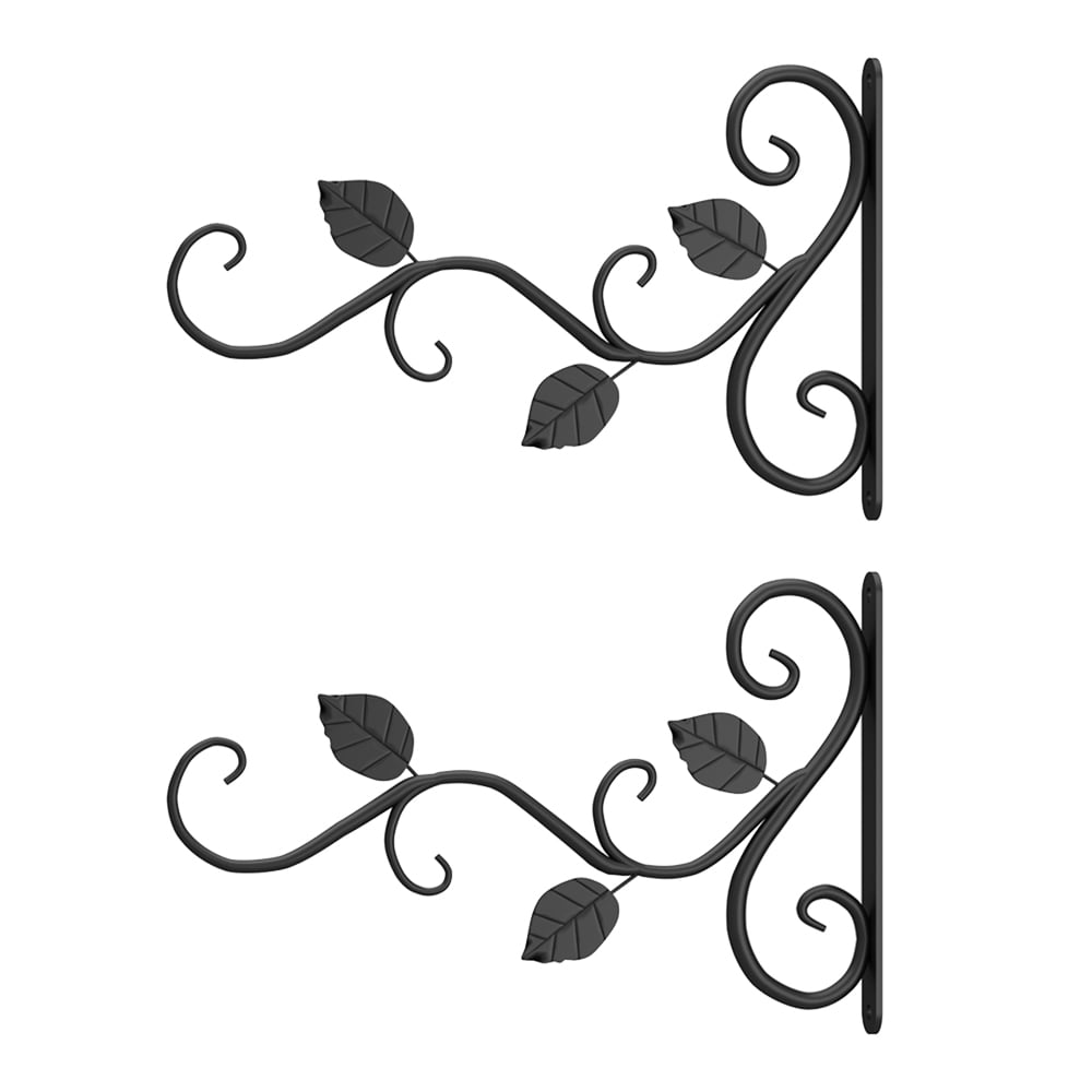 EUWBSSR 2Pcs Hanging Plant Bracket Metal Plant Hooks for Hanging Baskets 11.8in Wall-Mounted Plant Hanger for Plants Lanterns Flower Baskets Bird Feeder Wind Chimes Artwork Indoor Outdoor Decor,Black