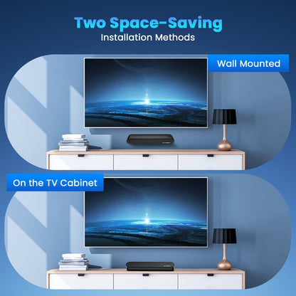 AUOSHI 2.1ch Sound Bar for TV, 60W Small Soundbar with Subwoofer, Surround Sound System Bluetooth Speaker with Bluetooth/HDMI/OPT/AUX/USB Connection for TV /PC/Projectors, Remote Control,16.5inch