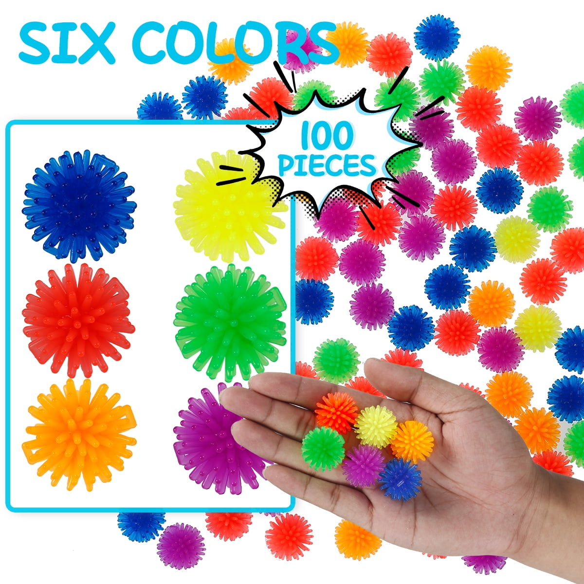Wekvgz Spiky Hedge Balls Multi-color Soft Sensory Balls, Stress Relief Calming Sensory Fidget Toys (100 Pcs)