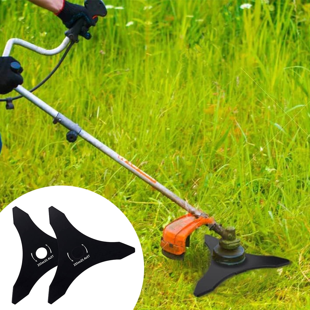 FUYGRCJ 2 Pack 3 Teeth Brush Cutter Blades 10 Inch Manganese Steel Weed Trimmer Blade Sharp Weed Trimmer Head Lawnmower Accessories for Mower