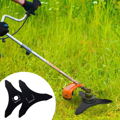 FUYGRCJ 2 Pack 3 Teeth Brush Cutter Blades 10 Inch Manganese Steel Weed Trimmer Blade Sharp Weed Trimmer Head Lawnmower Accessories for Mower
