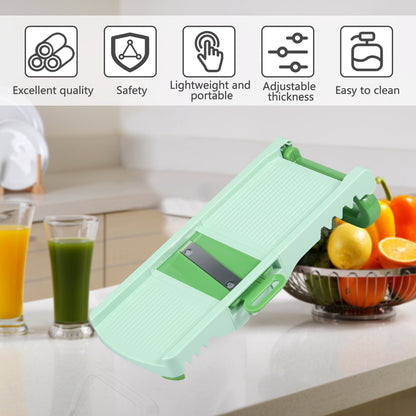 Ghojet Mandoline Slicer with 6 Blades Multifunctional Mandoline Food Slicer Mincer with Hand Guard Foldable Mandoline Vegetable Slicer Professional Vegetable Chopper Potato Slicer,Green