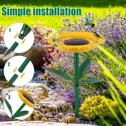 NewSoul Sunflower Standing Bird Feeder Outdoor,Bird Bath Feeders Bowl,Flower Shape Bird Feeding Tray,Gifts for Bird Lovers