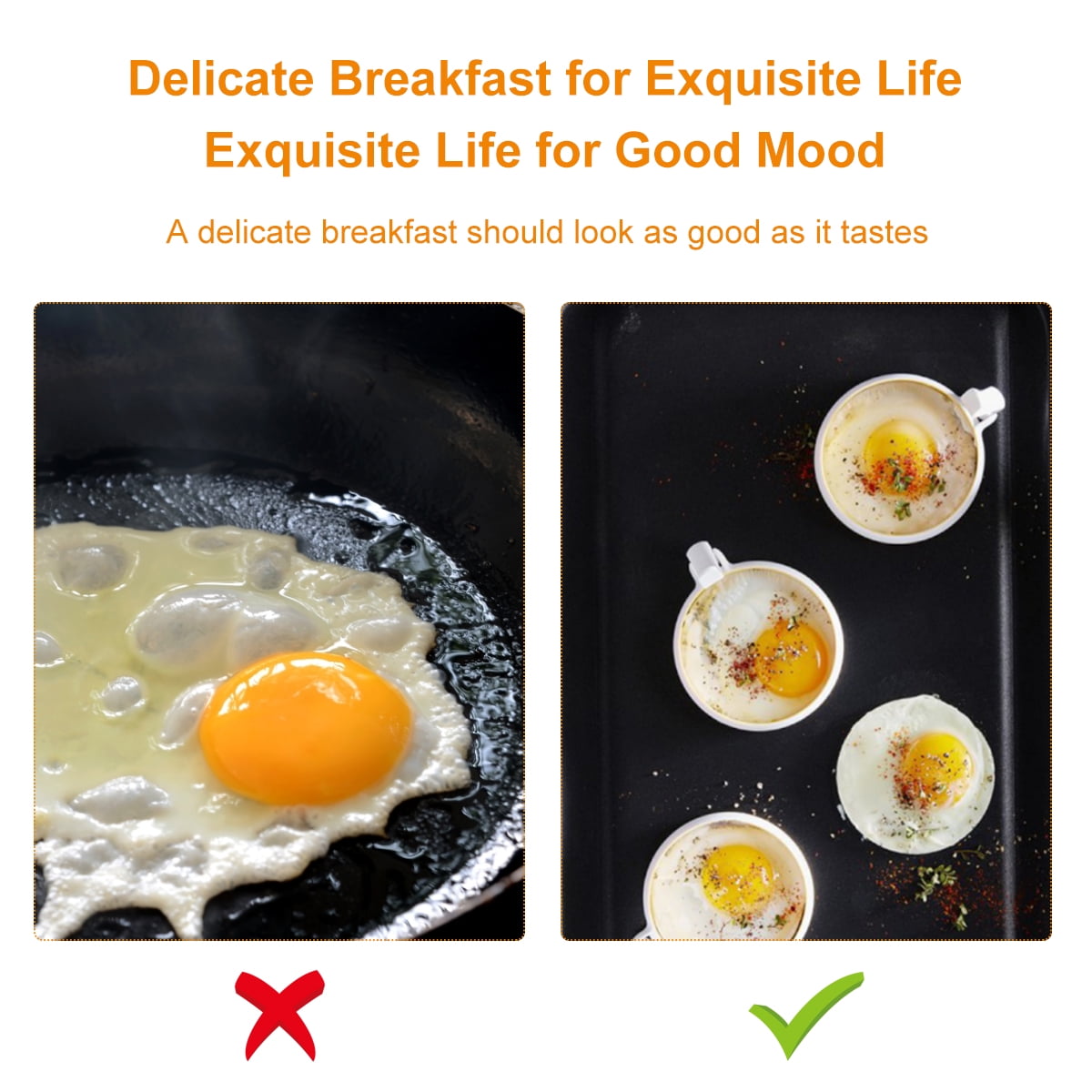 Ihvewuo 4PCS 4 Inch Silicone Fried Egg Rings Set with 5 Inch Handle Heat Resistant Egg Cooking Ring Round Non-Stick Pancake Mold Kitchen Breakfast Gadget for Making Sandwich Hamburger Cake Pizza