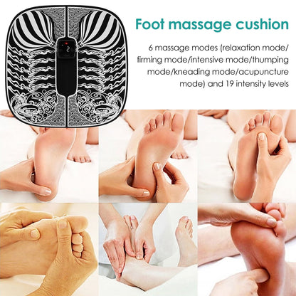 Tcwhniev EMS Reshaping Foot Massager Mat Pad Portable Foot Massage Mat Muscle Blood Circulation Spa,EMS Feet Massage Machine Electric with 6 Massage Modes and 19 Intensity(Remote control type)
