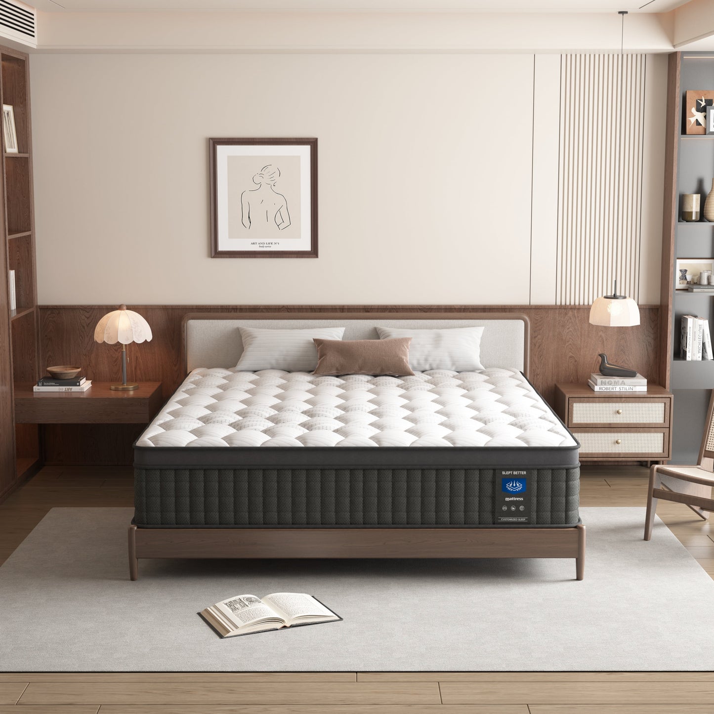 10 inch King Mattress, Memory Foam & Spring Hybrid Medium Comfort King Size in a Box,Adult