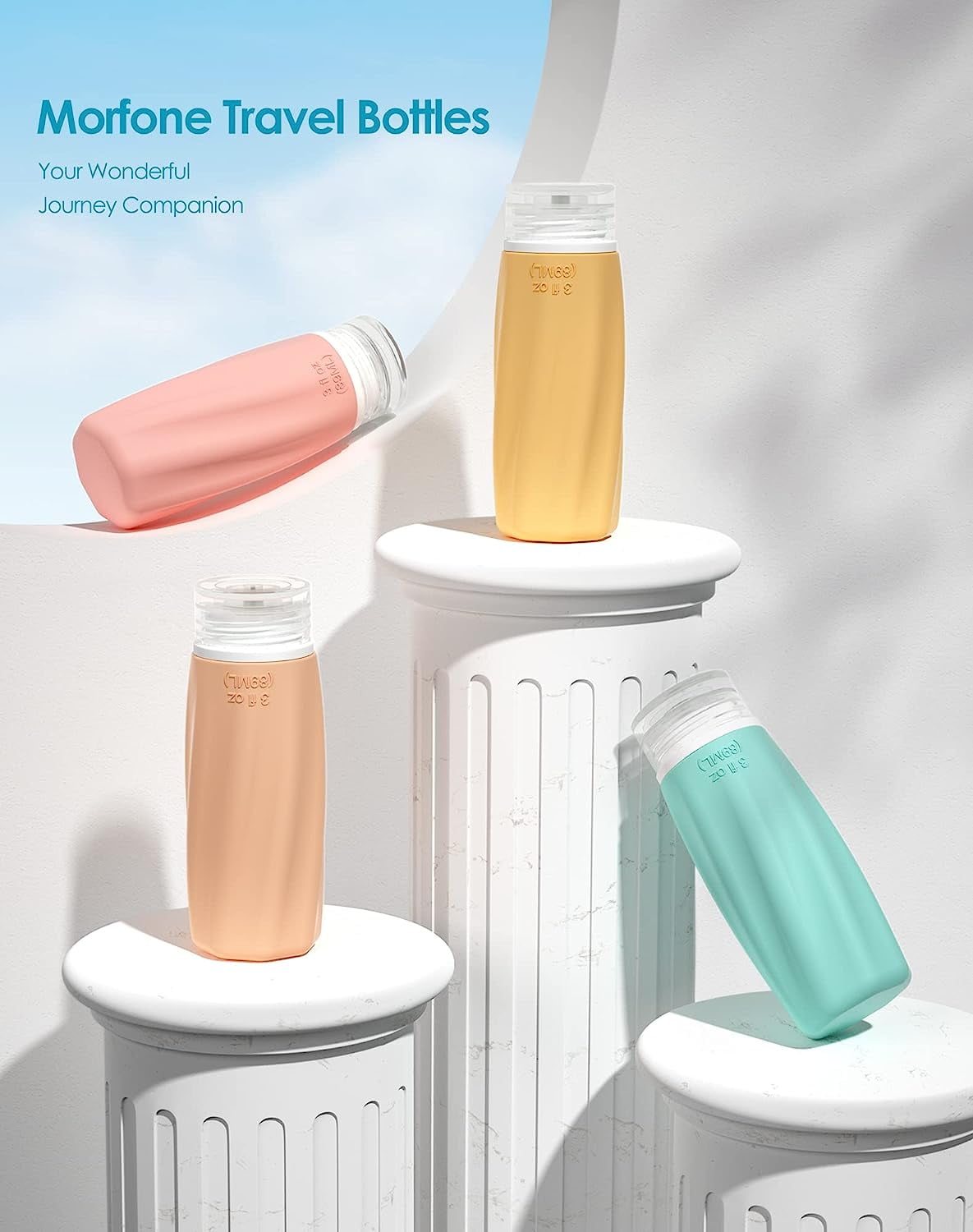 Morfone Travel Bottles for Toiletries, 3oz Tsa Approved Travel Size Containers Leak Proof BPA Free Squeezable Travel Accessories Refillable for Shampoo Conditioner Lotion Liquids