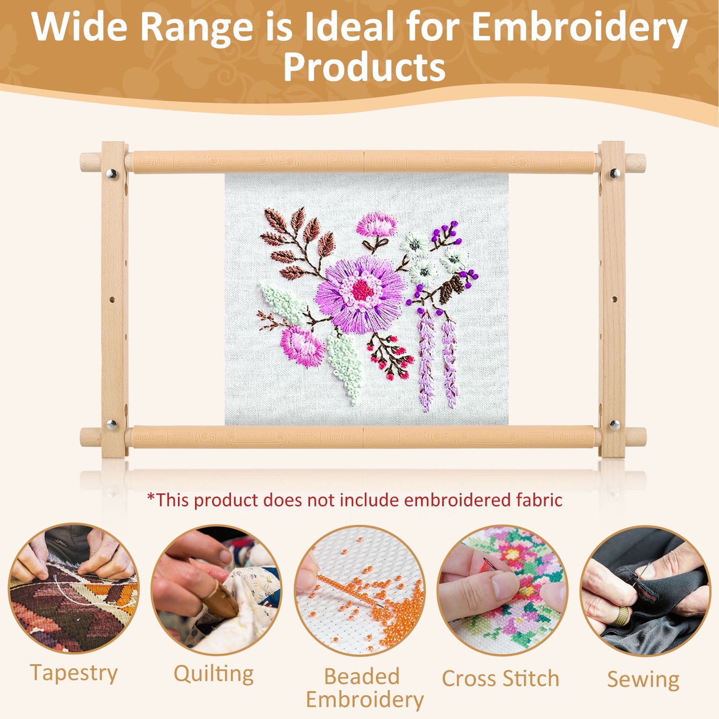 Toorise Embroidery Frame Needlepoint Embroidery Tapestry Scroll Frame Beech Wood Cross Stitch Frame Removable Needlepoint Stretcher Frame Stitching Frame Square Tool for Embroidery 21x12inch