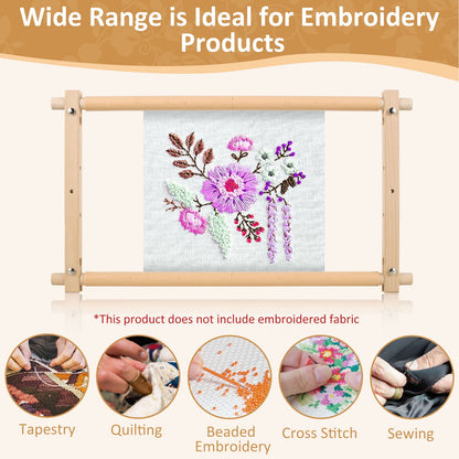 Toorise Embroidery Frame Needlepoint Embroidery Tapestry Scroll Frame Beech Wood Cross Stitch Frame Removable Needlepoint Stretcher Frame Stitching Frame Square Tool for Embroidery 21x12inch