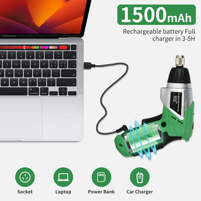 Bcamelys Cordless Electric Screwdriver with Pivoting Handle, LED Light and 45Pcs Bits, 3.6V, 1500mA