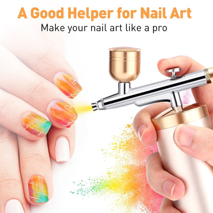 Upgraded Airbrush Kit with Air Compressor - 30PSI Rechargeable Cordless Handheld Airbrush Gun Air Brush Set with 0.3mm Nozzle and Cleaning Brush Set for Nail Art, Makeup, Tattoo, Painting, Cake Decor