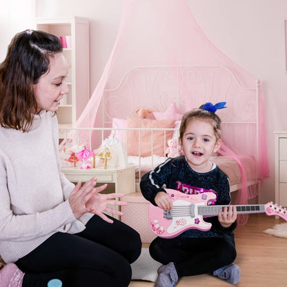 AIMEDYOU Kids Guitar for Girls Music Toys Guitar for Kids Toddler Electric Guitar with Strap Kids Pink Guitar Musical Instrument Toys for 3 4 5 Year Old Girls Gifts