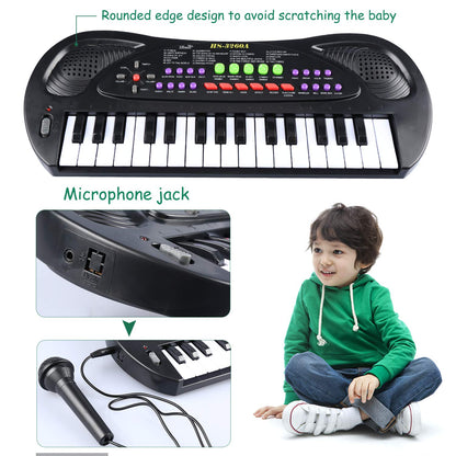 AIMEDYOU Kids Keyboard, 32 Keys Kids Piano Portable Electronic Musical Instrument Multi-Function Music Keyboard Piano for Kids Early Learning Educational Toy Birthday Xmas Day Gifts (Black)
