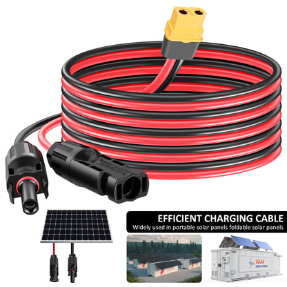 Pluokvzr Power Solar to XT60 Charge Extension Cable IP67 Waterproof 12AWG 10FT Solar Connector to XT60 Adapter Cable for Solar Panel