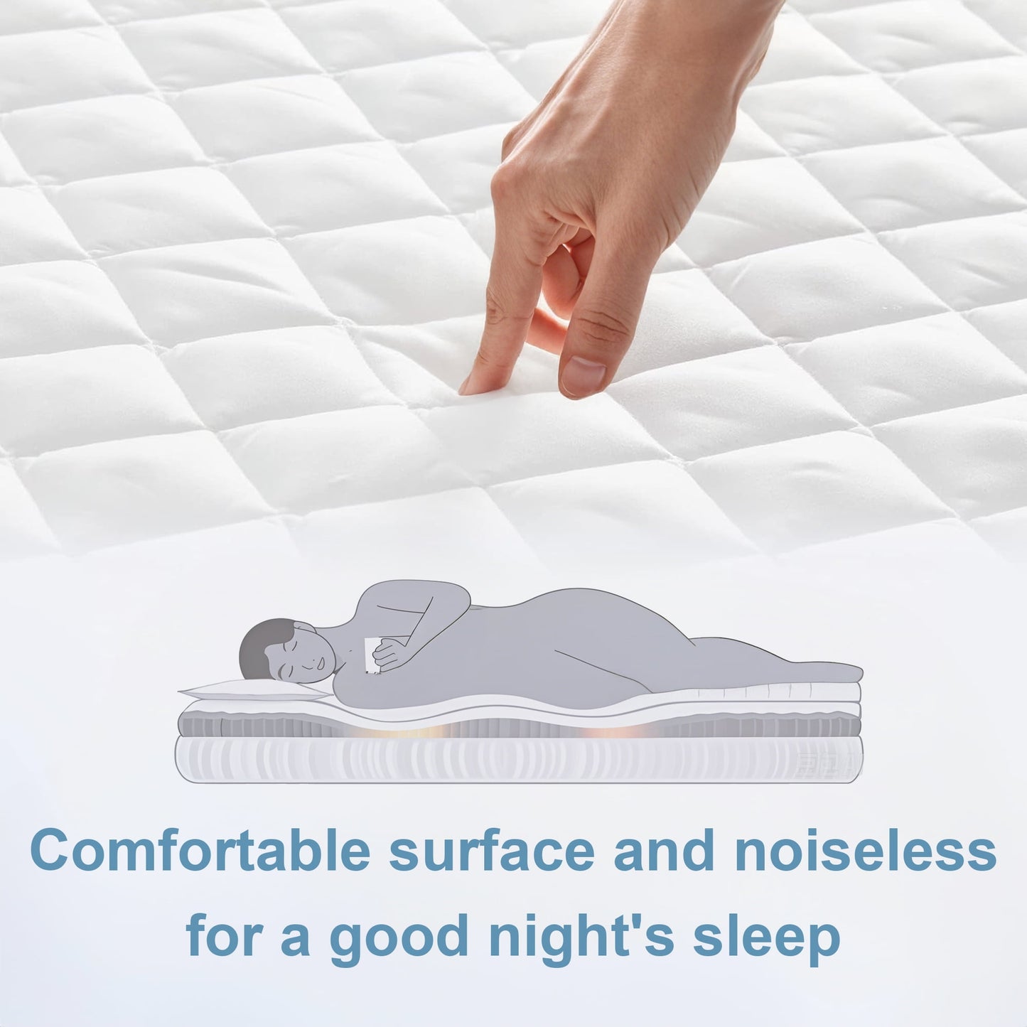 Thinway Twin Size Waterproof Mattress Pad Protector, Breathable Quilted Mattress Cover Noiseless Waterproof Fitted Sheet Mattress Topper Upto 21" Deep Pocket