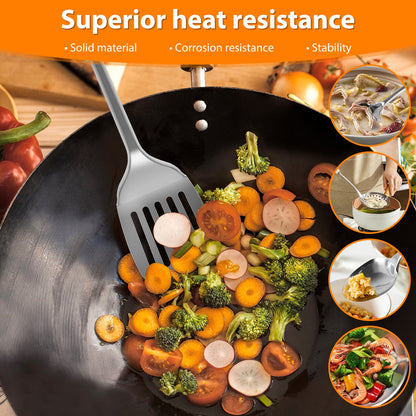 10Pcs Kitchen Cooking Utensils Set Metal Stainless Steel Spoons and Spatula Set with Ergonomic Handle Utensil for Cooking Kitchen Cooking Utensils Set Kitchen Gadgets Tools Set Spoons Spatula Sets