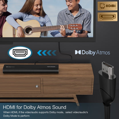 TOPVISION Sound Bar, 2.1ch Dolby Atmos Soundbars for TV, 150W 3D Sound System Speaker with Bluetooth 5.3/HDMI/Aux/Opt/USB Connection