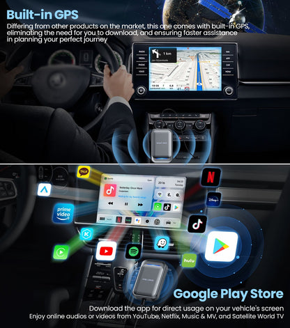 TIMEKNOW Wireless CarPlay Adapter, Android Auto Adapter for Car with Google Play/Netflix/YouTube/Google Map, Grey