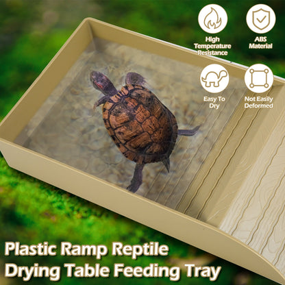 Qenwkxz Tortoise Food Dish Reptile Water Food Bowls with Anti-Slip Ramp Reptile Water Dish Reusable Turtle Reptile Pool Tortoise Habitat Accessories for Turtles Horned Frogs and Lizards 36x20x6cm