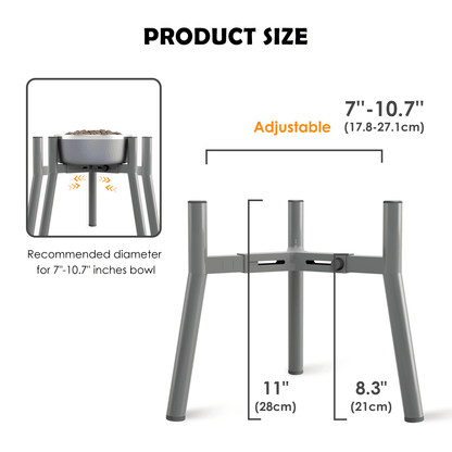 SHAINFUN Elevated Dog Bowls, 11in Tall Raised Dog Bowl Stand, Metal Adjustable Width Tall Elevated Dog Bowls for 7-10.6" Bowls, for Large Dogs (Bowl Not Included)