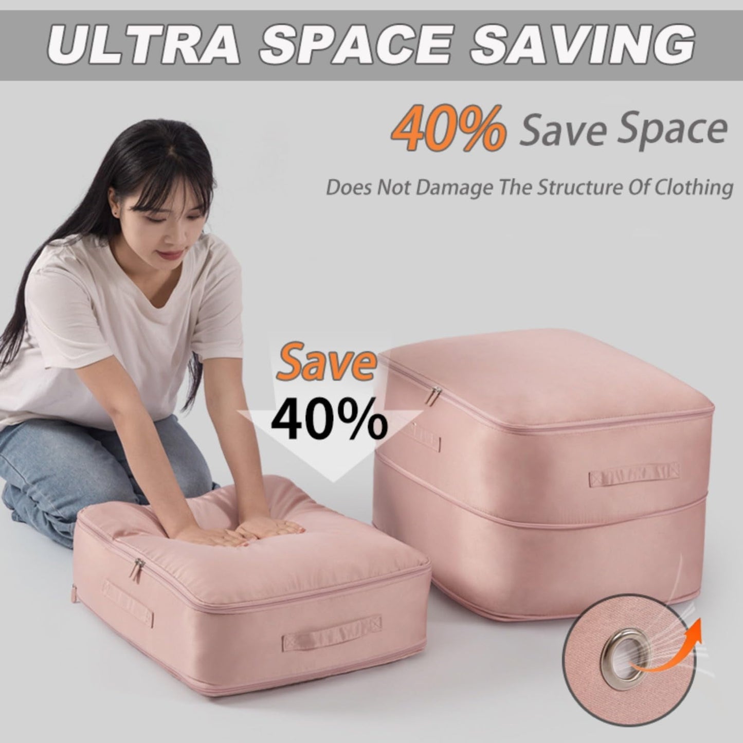 Ultra Space Saving Self Compression Organizer, Portable Heavy Duty Moving Bags, Storage Tote for Space Saving, Waterproof Self Compressing Moving Clothes Organizer Bags
