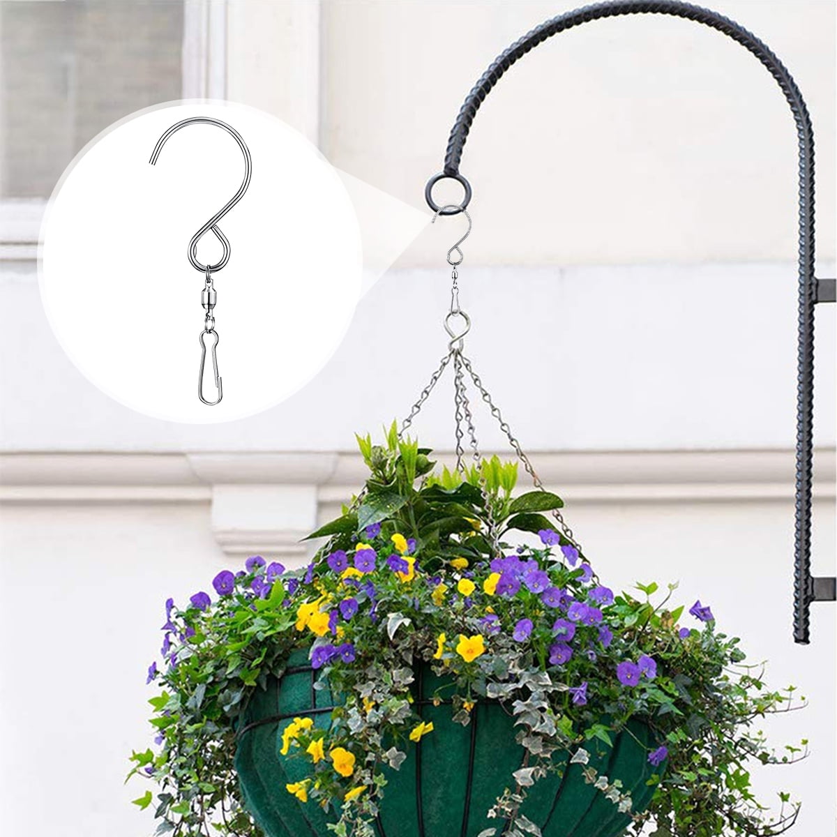 Jetcloudlive 20Pcs Wind Spinner Swivel Hook Stainless Steel 360 Degree Rotating Wind Chime Hanger 2 Styles Windsock Hanging Swivel Hook Clip for Wind Bell Bird Feeder String Lamp