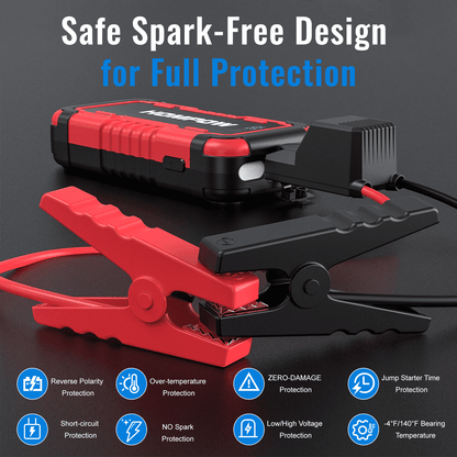 Car Jump Starter, HOMPOW 2000A Peak 18000mAh Lithium Jump Starter Battery Pack for up to 8L Gas or 6L Diesel Engine, Safe 12V Portable Battery Starter Power Pack with LED Screen & LED Light
