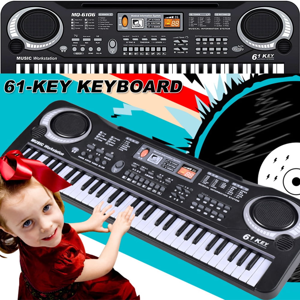 BUTORY 61 Keys Keyboard Piano, Electronic Digital Piano with Built-In Speaker Microphone,Portable Keyboard Gift Teaching for Beginners Children Musical Instrument