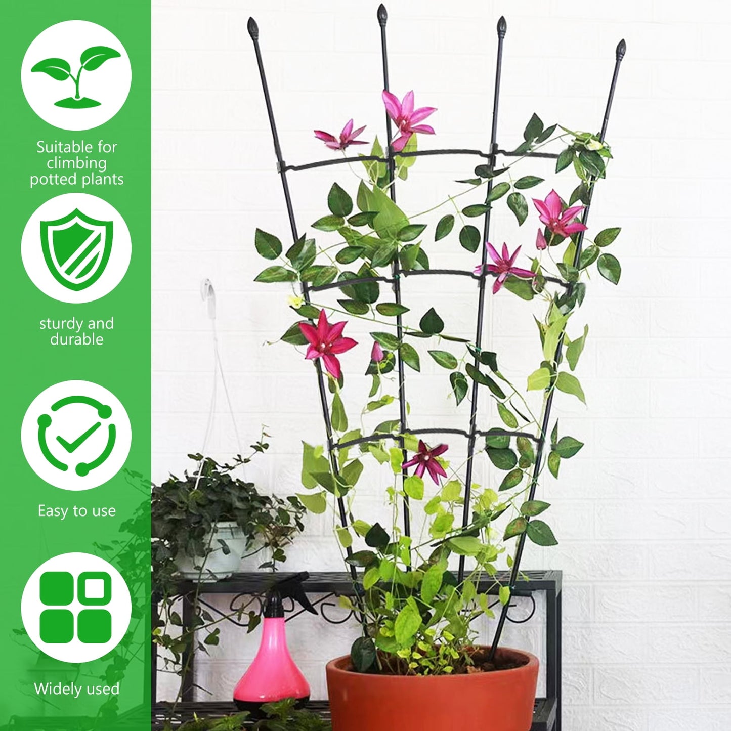Wekvgz Plant Trellis 47.24inch Rustproof Metal Climbing Support Frame for Vines, Flowers, and Vegetables