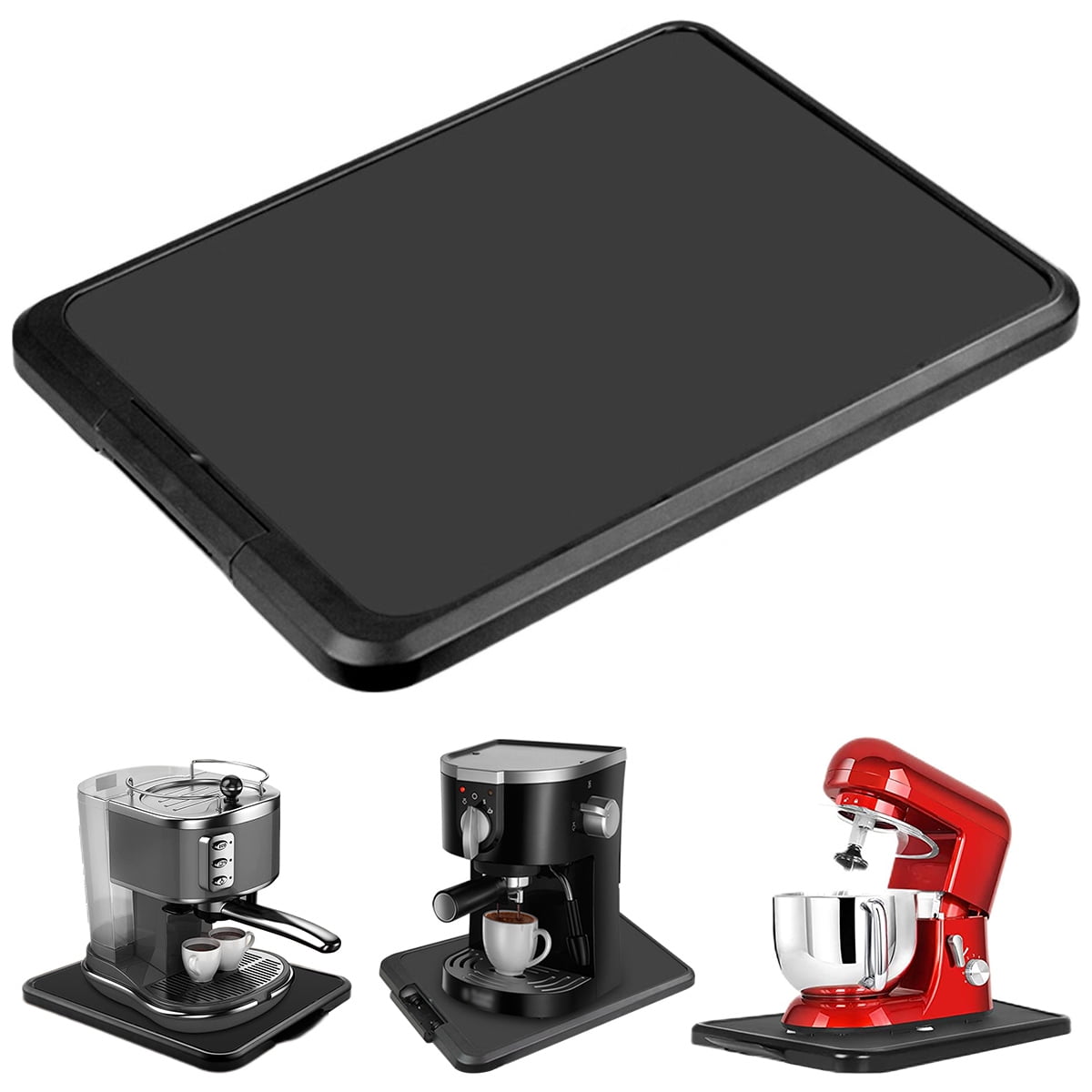 Kitchen Appliance Sliding Tray with Smooth Wheels 16.14×11.81×0.8in Sturdy Under Cabinet Appliance Rolling Tray Non-slip Countertop Moving Slider Heavy Duty Sliding Coffee Tray for Home Toasters